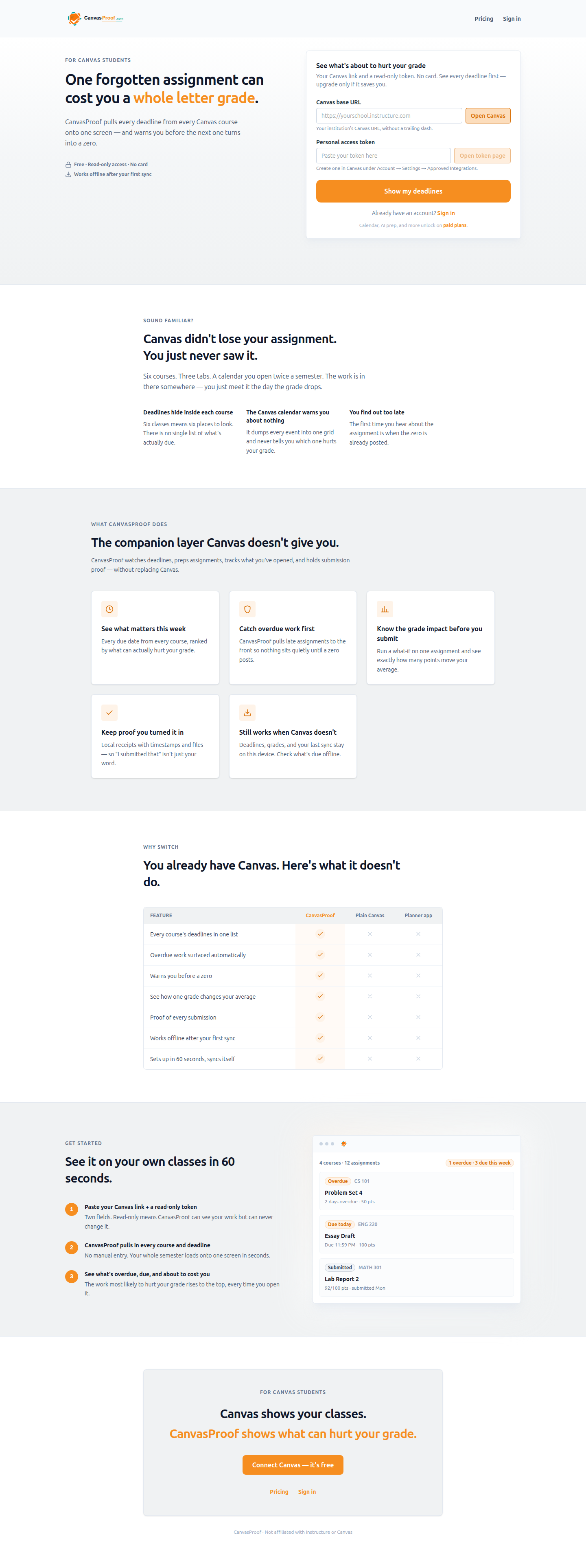 CanvasProof landing page